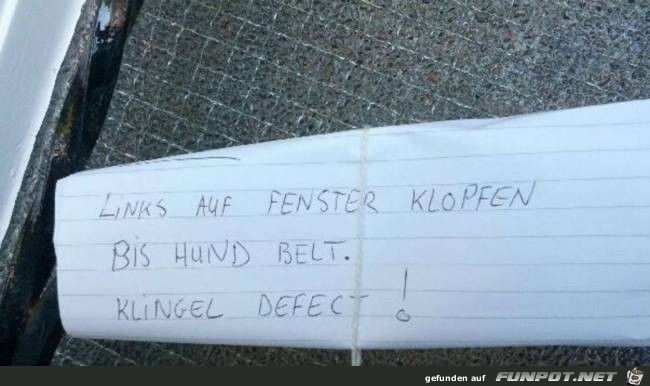 Links auf Fenster Klopfen ......