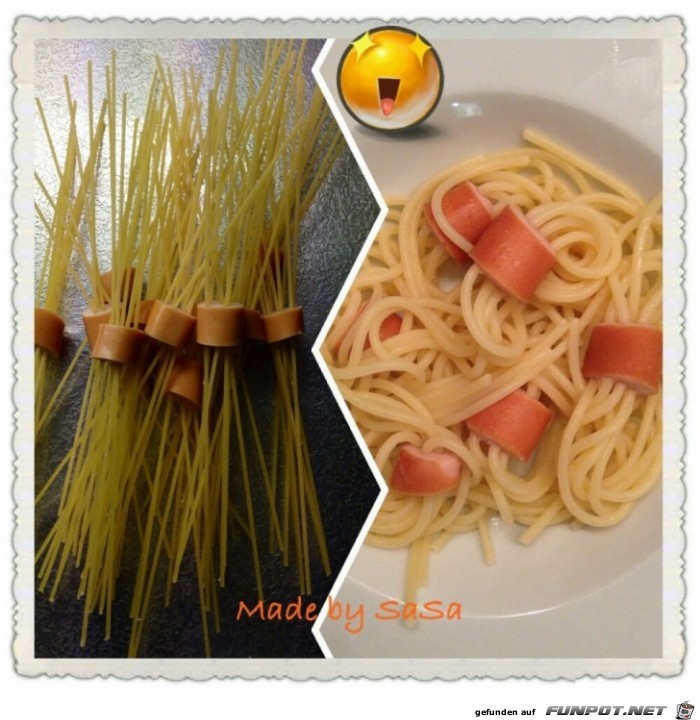 Nudeln vor und nach dem Kochen Nudeln vor und nach dem Kochen