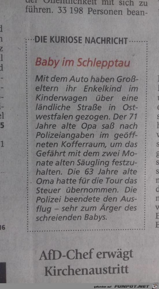 Kuriose Zeitungsnachricht