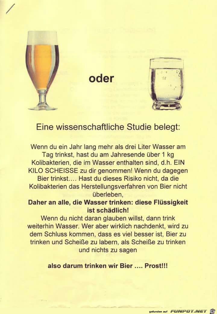 Bier oder Wasser Bier oder Wasser