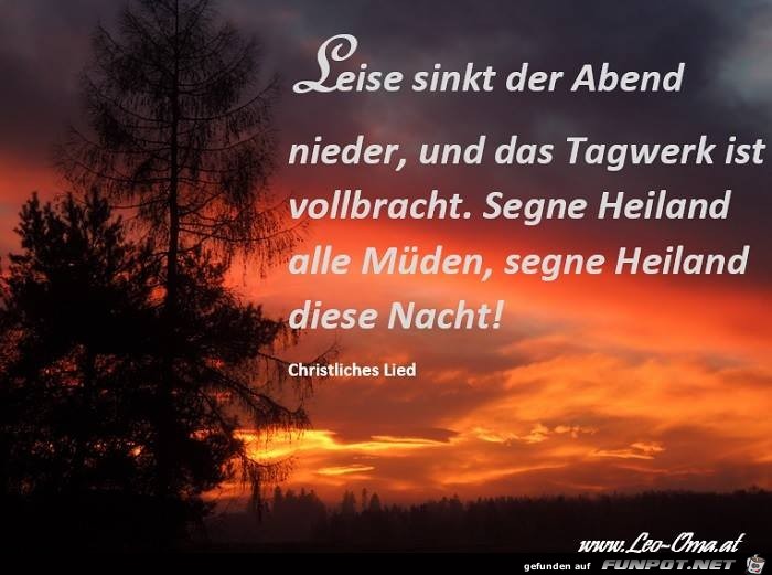 Leise sinkt der Abend Leise sinkt der Abend