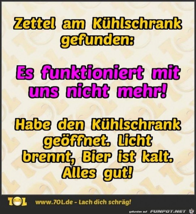 Zettel am Kühlschrank Zettel am Kühlschrank