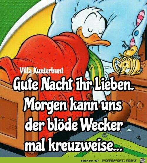 Morgen kann uns der bloede Wecker mal