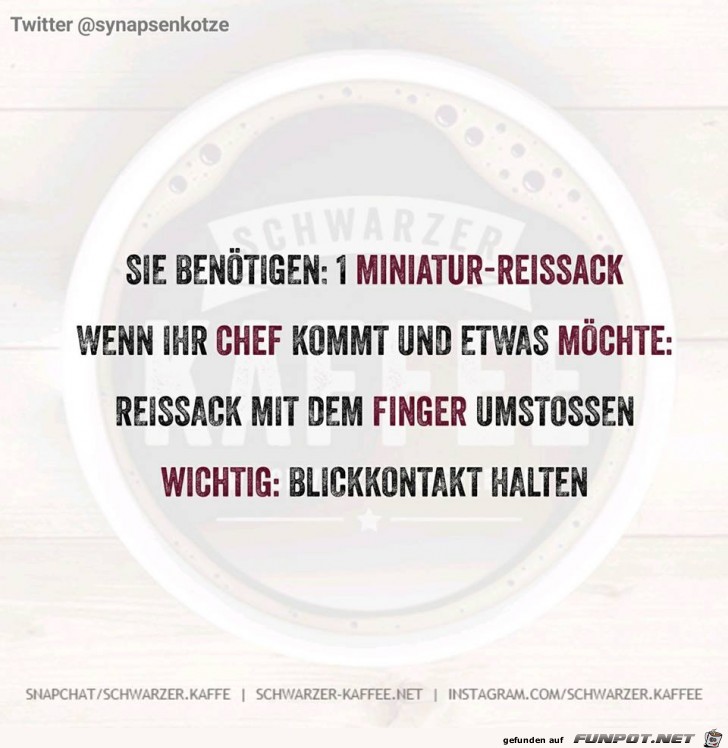 Mini-Reissack im Büro Mini-Reissack im Büro