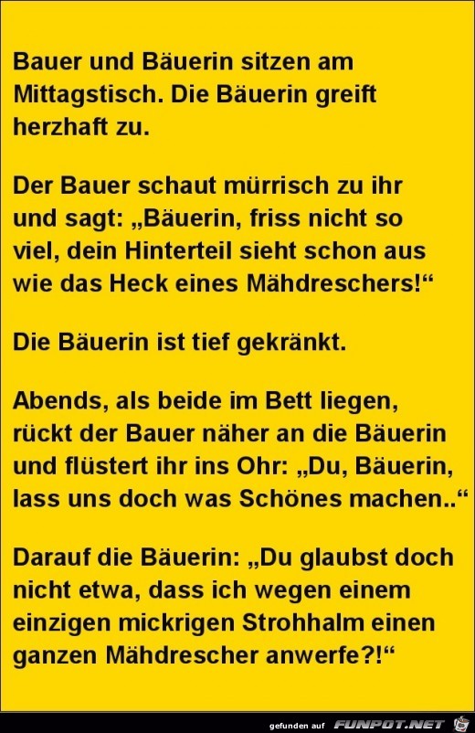 Bauer und Buerin sitzen am Mittagstisch......