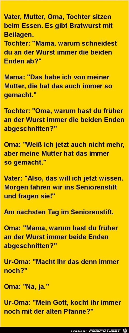 Vater Mutter, Oma, Tochter sitzen beim Essen......