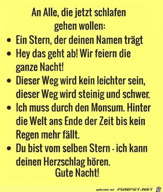 An alle die jetzt schlafen gehen wollen An alle die jetzt schlafen gehen wollen