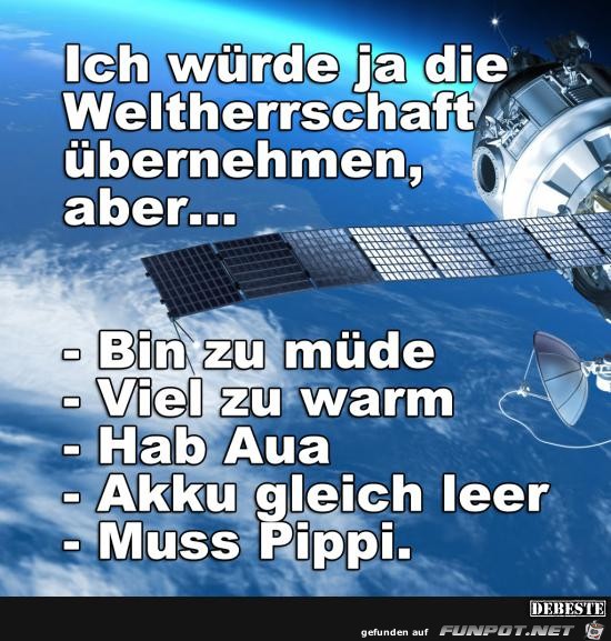 ich würde ja die Weltherrschaft übernehmen, aber....... ich würde ja die Weltherrschaft übernehmen, aber.......