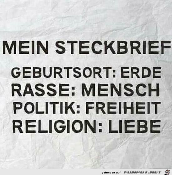 ein Steckbrief.........