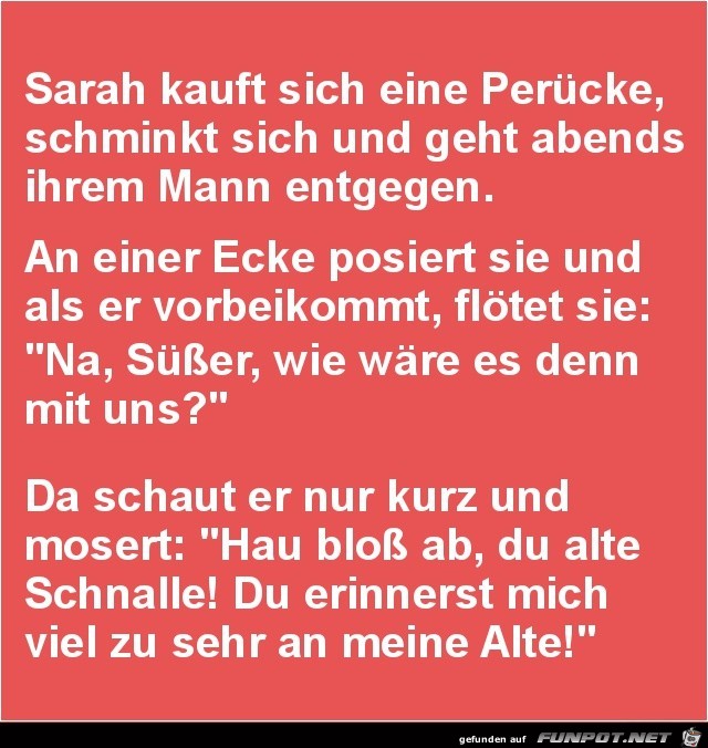Sarah kauft sich eine Perücke....... Sarah kauft sich eine Perücke.......