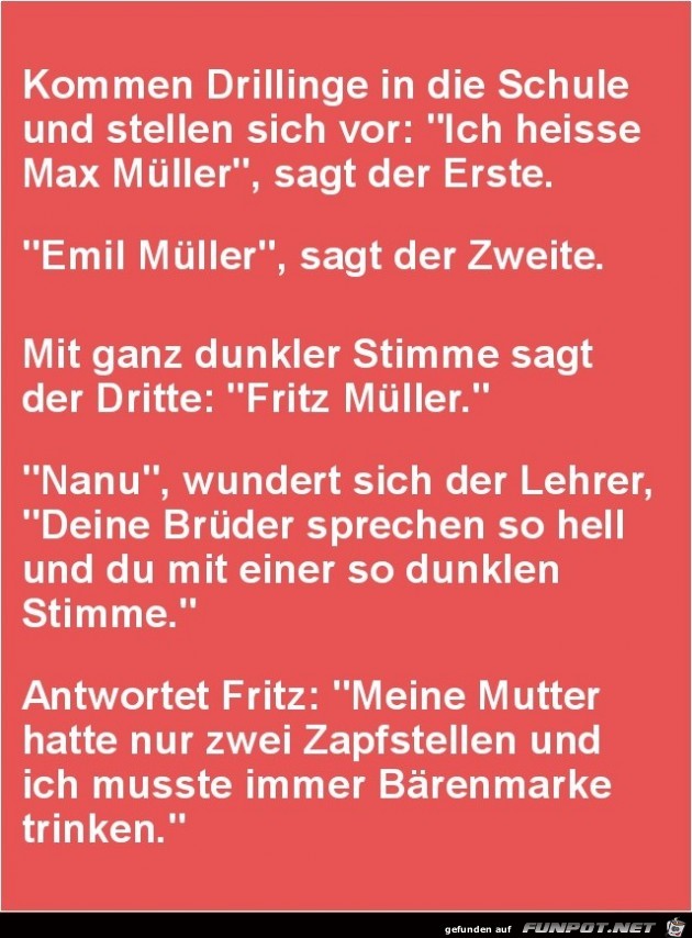 kommen Drillinge in die Schule......