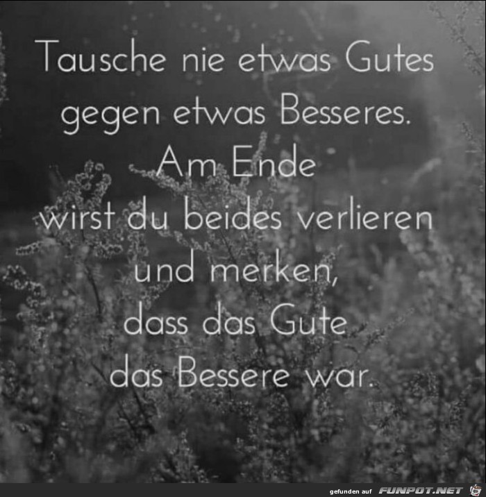 Tausche nie etwas gutes