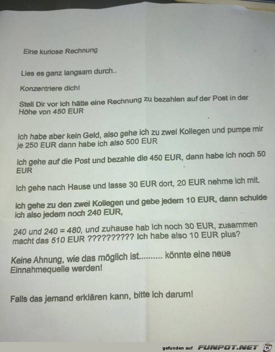 eine kuriose Rechnung......... eine kuriose Rechnung.........