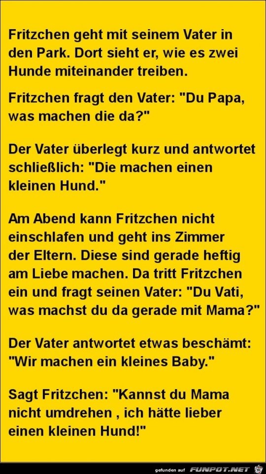 Fritzchen geht mit seinem Vater in den Park.......