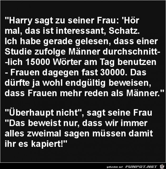 Harry sagt zu seiner Frau:...... Harry sagt zu seiner Frau:......
