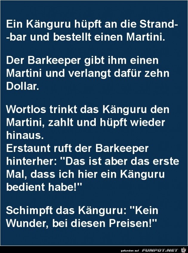 ein Knguru hpft an die Strandbar.......