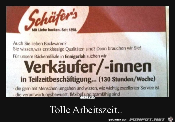 tolle Arbeitszeit tolle Arbeitszeit