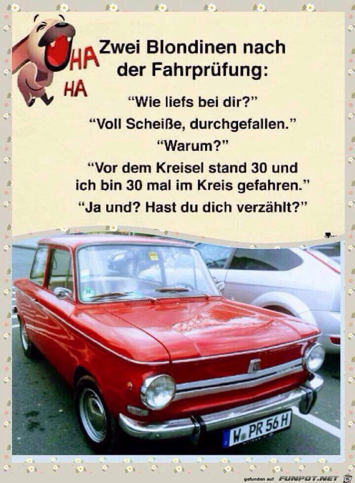 Zwei Blondinen nach der Fahrprüfung Zwei Blondinen nach der Fahrprüfung