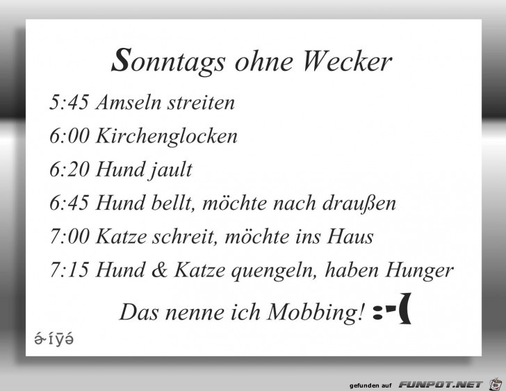 Sonntags ohne Wecker Sonntags ohne Wecker