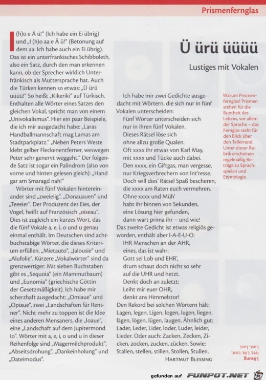 Lustiges mit Vokalen Lustiges mit Vokalen