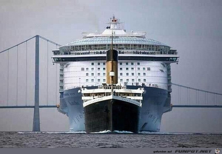 Die Titanic verglichen mit einem modernen Kreuzfahrtschiff