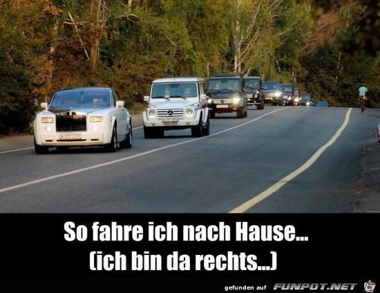 So fahre ich heim