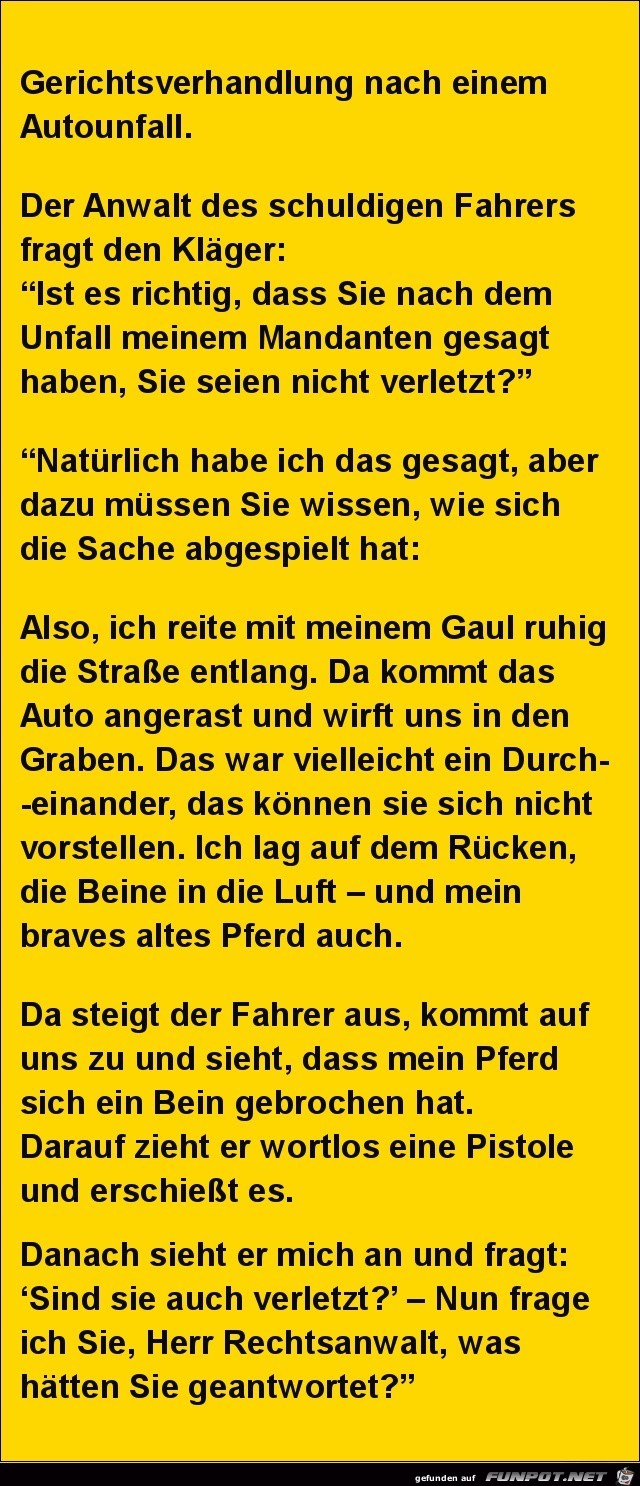 Gerichtsverhandlung nach einem Autounfall........