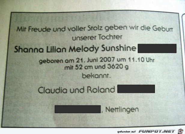 Shanna Lilian Melody Sunshine Shanna Lilian Melody Sunshine