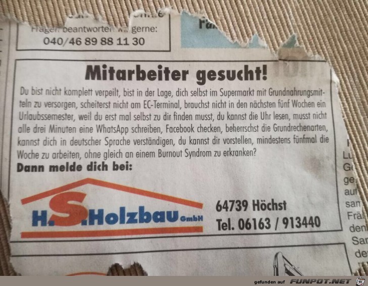 Mitarbeiter gesucht Mitarbeiter gesucht