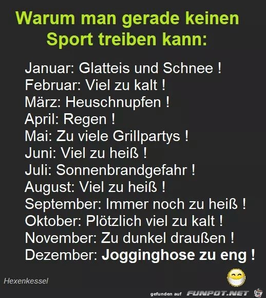 Warum man keinen Sport treibt Warum man keinen Sport treibt