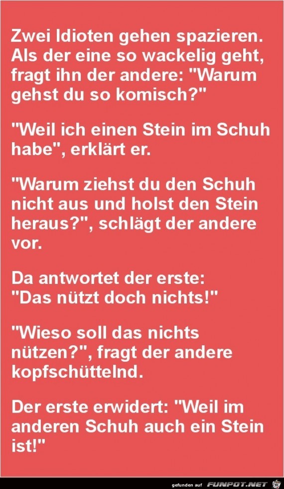 zwei Idioten gehen spazieren.......