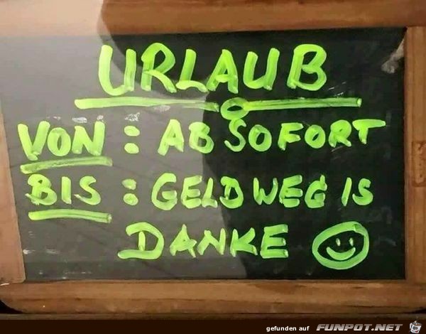 Urlaub - Ab sofort