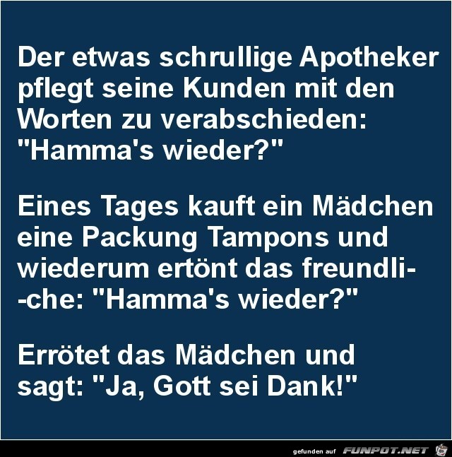 Hamma's wieder ?