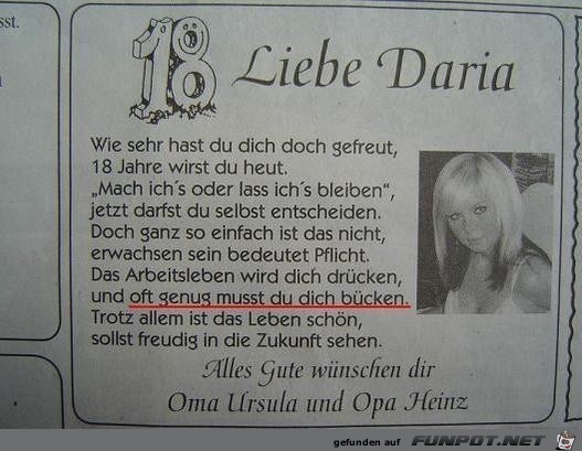 Liebe Daria........