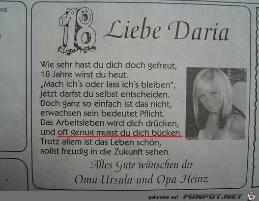 Liebe Daria........ Liebe Daria........