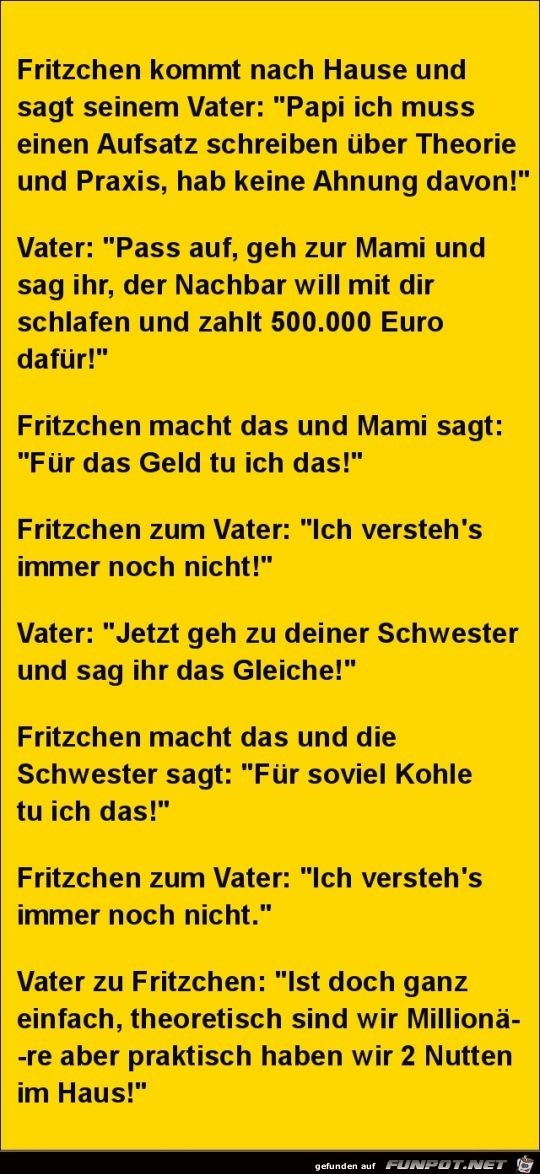 Fritzchen kommt nach Hause.......