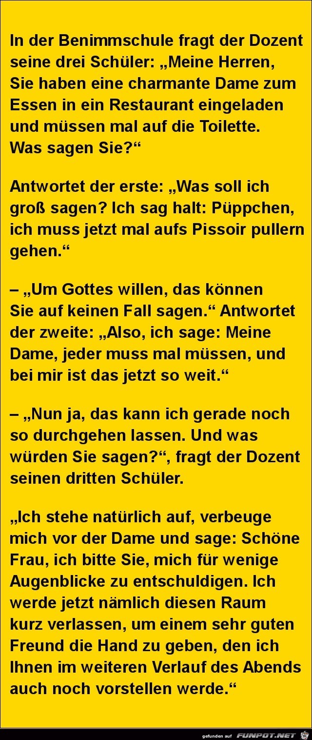 in der Benimmschule........ in der Benimmschule........