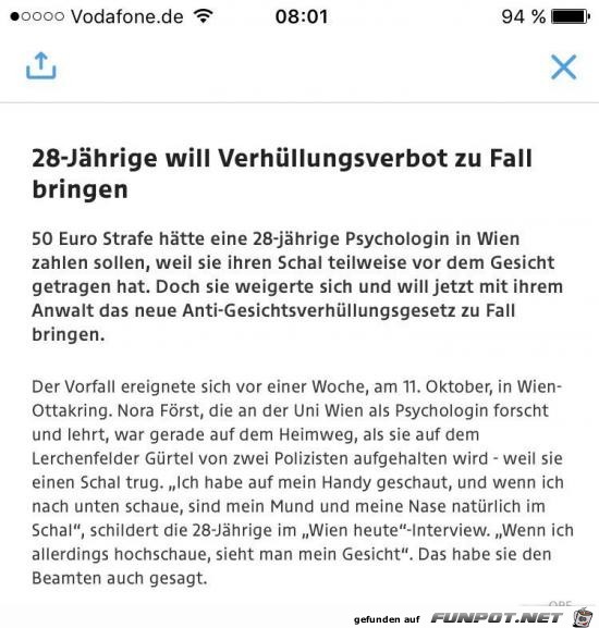 28 jährige will Verhllungsverbot zu Fall bringen..... 28 jährige will Verhllungsverbot zu Fall bringen.....