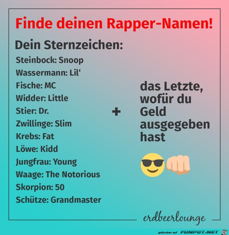 Finde Deinen Rapper-Namen Finde Deinen Rapper-Namen