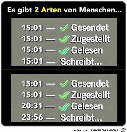 Es gibt 2 Arten