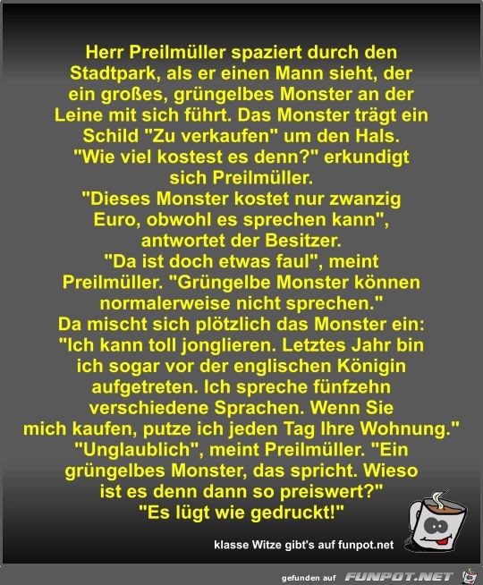 Herr Preilmüller spaziert durch den Stadtpark Herr Preilmüller spaziert durch den Stadtpark