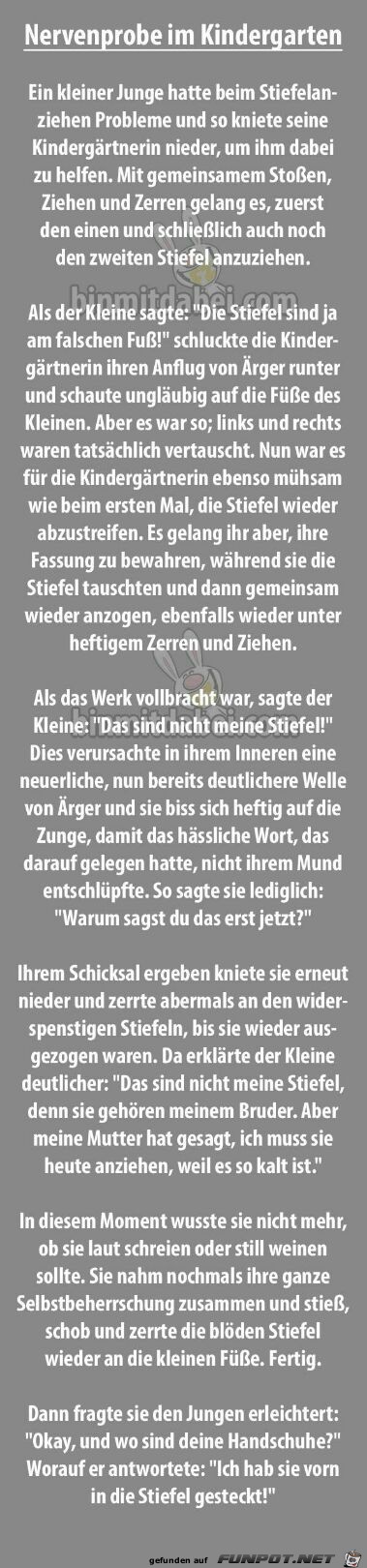 Nervenprobe im Kindergarten Nervenprobe im Kindergarten