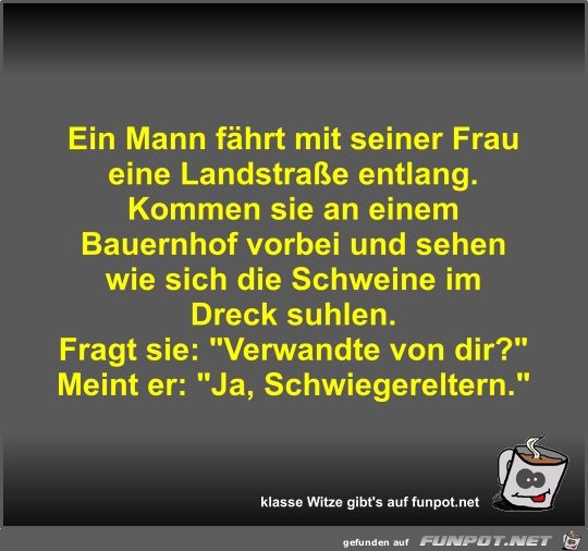 Ein Mann fährt mit seiner Frau eine Landstraße entlang Ein Mann fährt mit seiner Frau eine Landstraße entlang