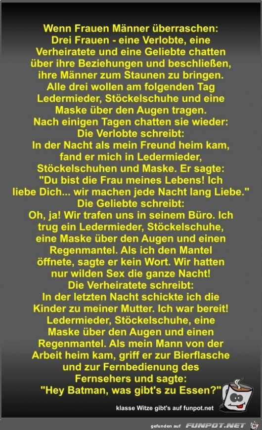 Wenn Frauen Männer überraschen Wenn Frauen Männer überraschen
