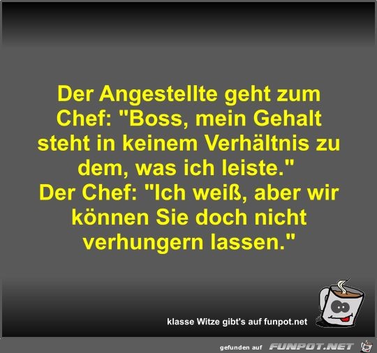 Der Angestellte geht zum Chef