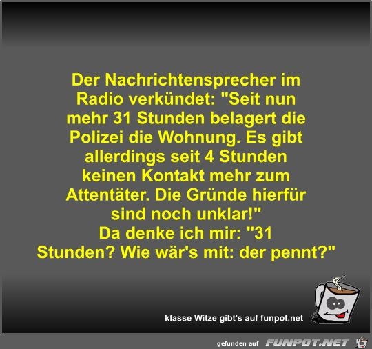 Der Nachrichtensprecher im Radio verkündet Der Nachrichtensprecher im Radio verkündet
