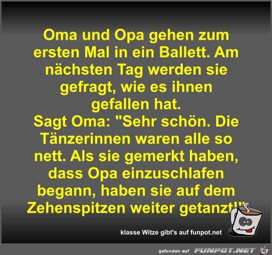 Oma und Opa gehen zum ersten Mal in ein Ballett