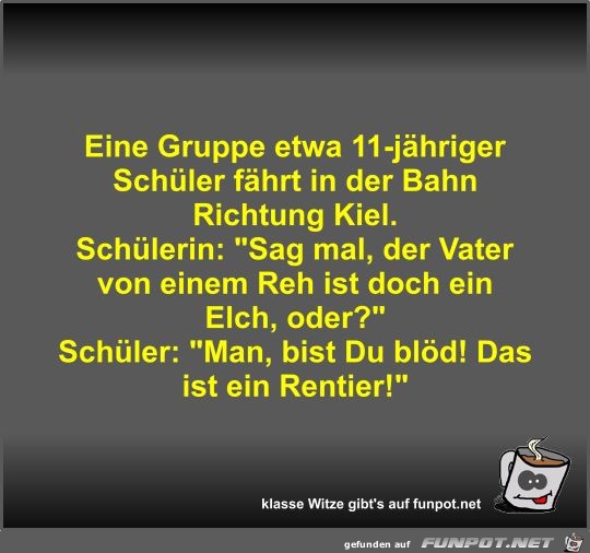 Eine Gruppe etwa 11-jhriger Schler fhrt in der Bahn...