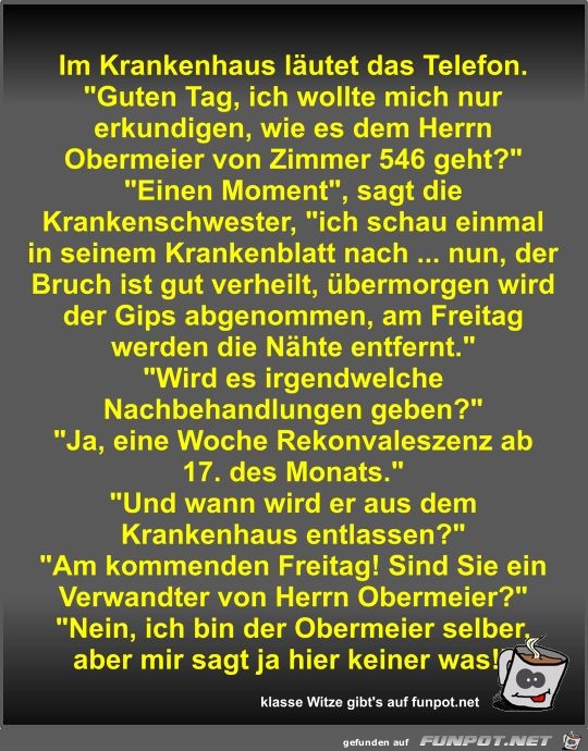 Im Krankenhaus läutet das Telefon Im Krankenhaus läutet das Telefon