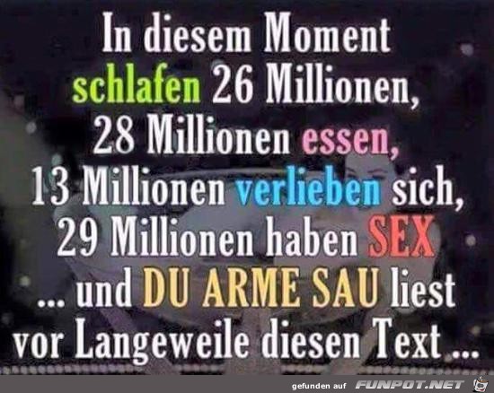 in diesem Momentt schlafen 26 Millionen.........